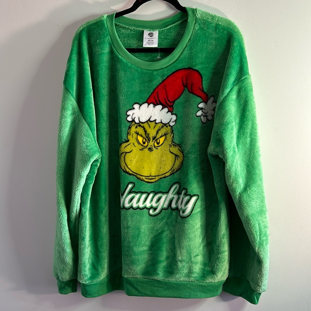 Dr Seuss, Juniors Size XXL (19) Green Grinch Naughty Sweatshirt